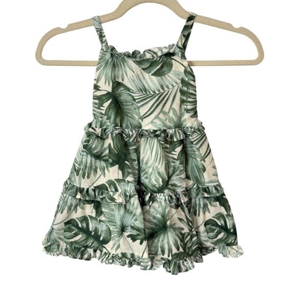 Janie and Jack Other - Janie & Jack Girls Tropical Print Ruffle Dress Sleeveless Green White 18-24 mos